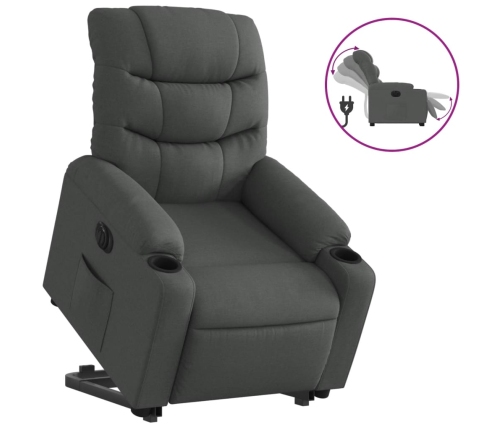 Sillón eléctrico reclinable elevable de tela gris oscuro