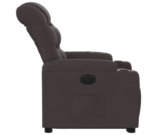 Sillón eléctrico reclinable elevable de tela marrón oscuro