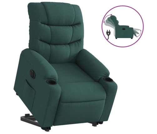 Sillón eléctrico reclinable elevable de tela verde oscuro