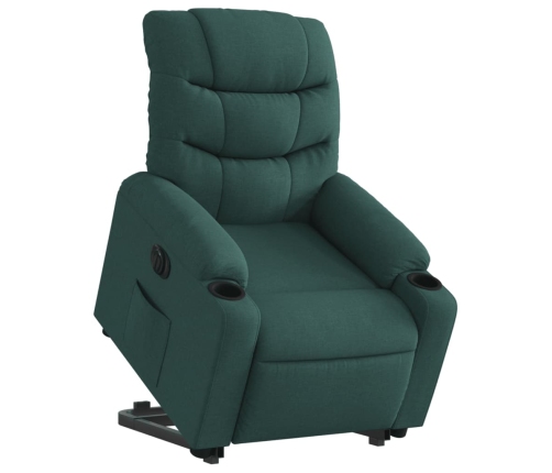 Sillón eléctrico reclinable elevable de tela verde oscuro