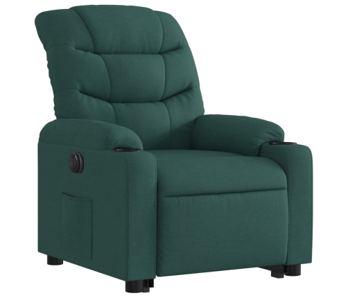 Sillón eléctrico reclinable elevable de tela verde oscuro