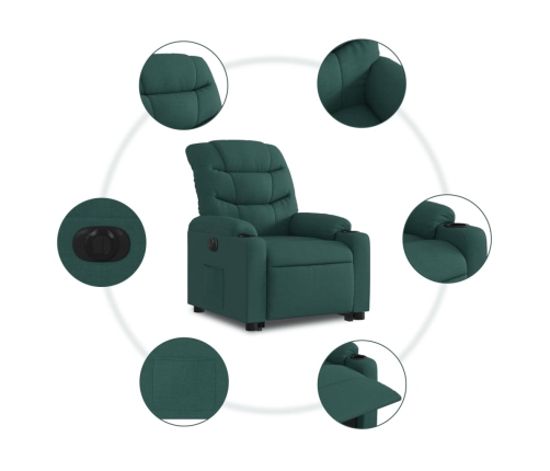 Sillón eléctrico reclinable elevable de tela verde oscuro