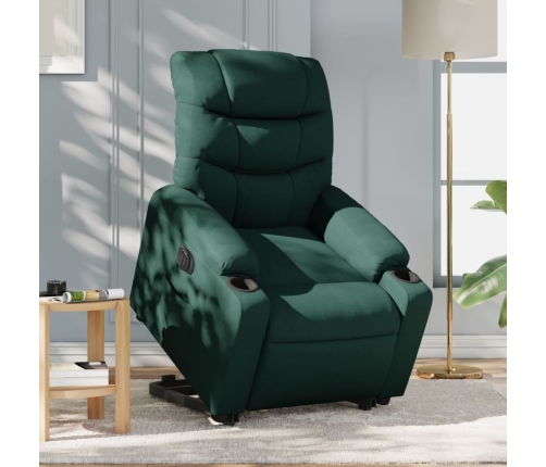 Sillón eléctrico reclinable elevable de tela verde oscuro