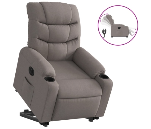 Sillón eléctrico reclinable elevable de tela gris taupe