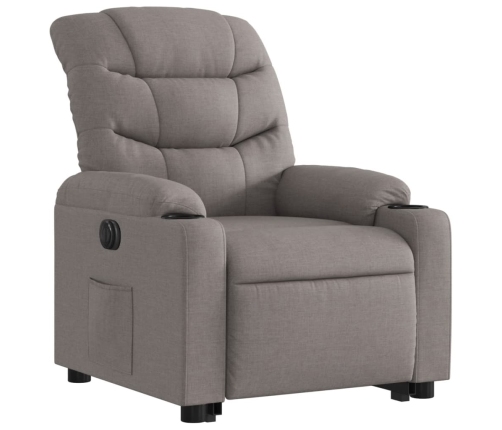 Sillón eléctrico reclinable elevable de tela gris taupe