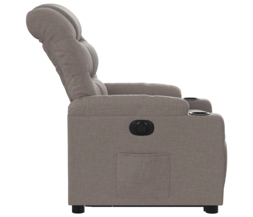 Sillón eléctrico reclinable elevable de tela gris taupe