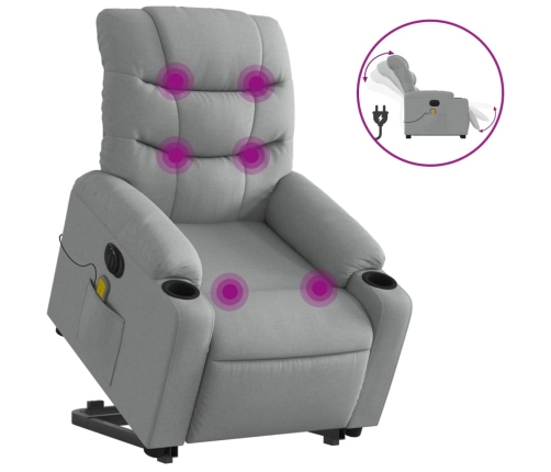 Sillón de masaje eléctrico reclinable elevable tela gris claro