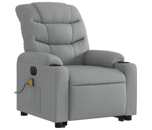 Sillón de masaje eléctrico reclinable elevable tela gris claro