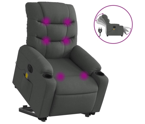 Sillón de masaje eléctrico reclinable elevable tela gris oscuro