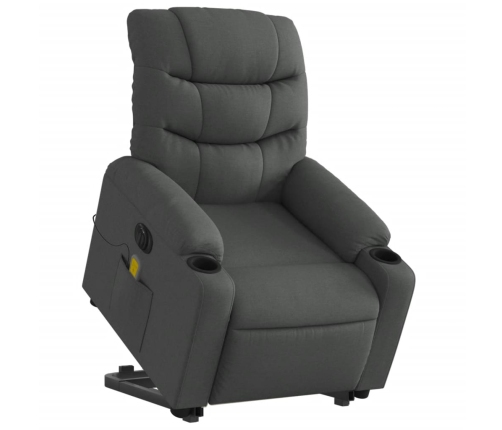 Sillón de masaje eléctrico reclinable elevable tela gris oscuro