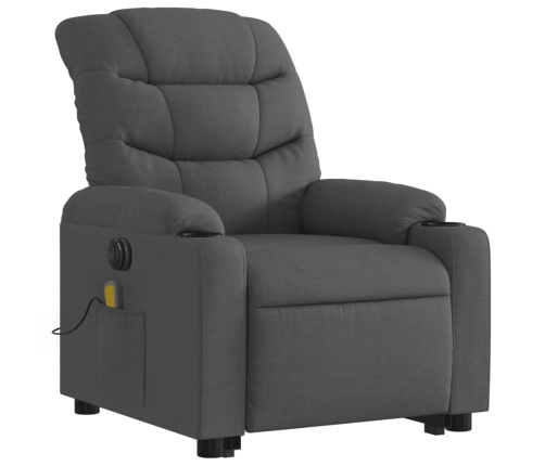 Sillón de masaje eléctrico reclinable elevable tela gris oscuro