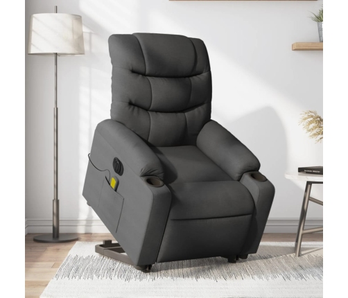 Sillón de masaje eléctrico reclinable elevable tela gris oscuro