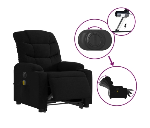 Sillón de masaje eléctrico reclinable elevable tela negro