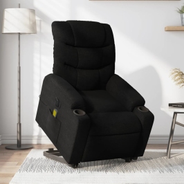 Sillón de masaje eléctrico reclinable elevable tela negro