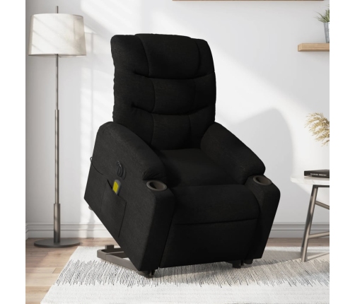 Sillón de masaje eléctrico reclinable elevable tela negro