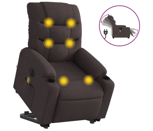 Sillón masaje eléctrico reclinable elevable tela marrón oscuro