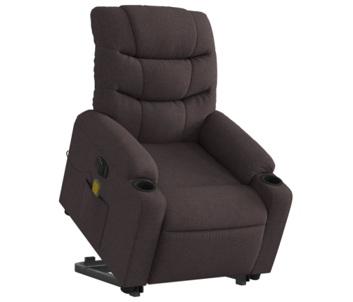 Sillón masaje eléctrico reclinable elevable tela marrón oscuro