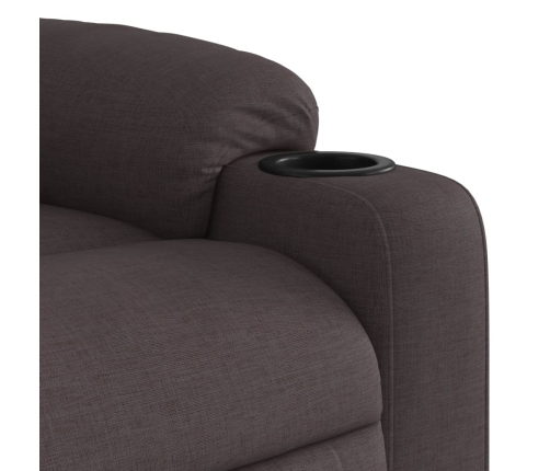 Sillón masaje eléctrico reclinable elevable tela marrón oscuro