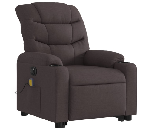 Sillón masaje eléctrico reclinable elevable tela marrón oscuro