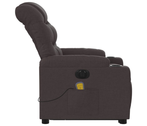 Sillón masaje eléctrico reclinable elevable tela marrón oscuro