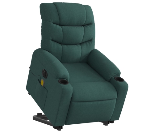 Sillón masaje eléctrico reclinable elevable tela verde oscuro