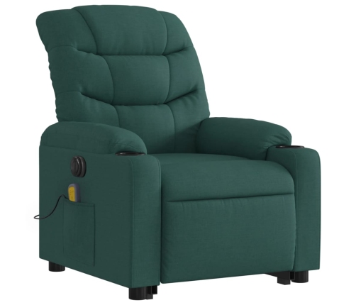 Sillón masaje eléctrico reclinable elevable tela verde oscuro