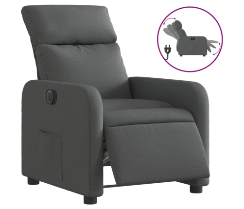 Sillón reclinable eléctrico de tela gris oscuro