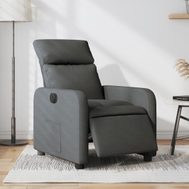 Sillón reclinable eléctrico de tela gris oscuro