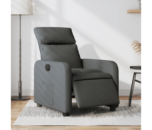 Sillón reclinable eléctrico de tela gris oscuro