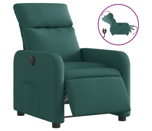 Sillón reclinable eléctrico tela verde oscuro