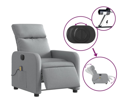 Sillón reclinable de masaje eléctrico tela gris claro