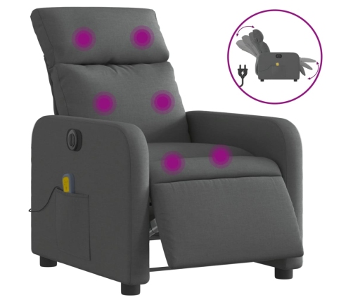 Sillón reclinable de masaje eléctrico tela gris oscuro