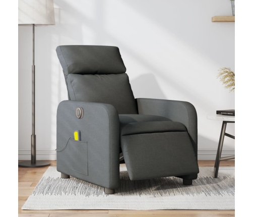 Sillón reclinable de masaje eléctrico tela gris oscuro