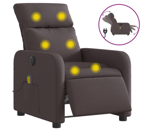 Sillón reclinable de masaje eléctrico tela marrón oscuro