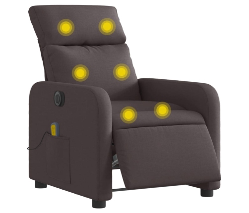 Sillón reclinable de masaje eléctrico tela marrón oscuro