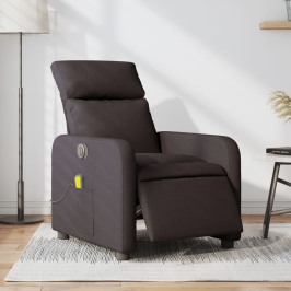 Sillón reclinable de masaje eléctrico tela marrón oscuro