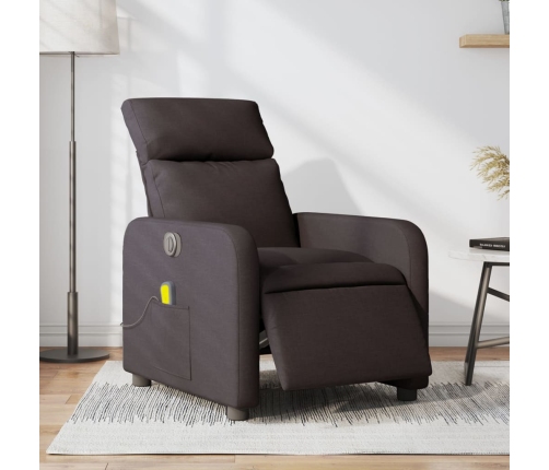 Sillón reclinable de masaje eléctrico tela marrón oscuro