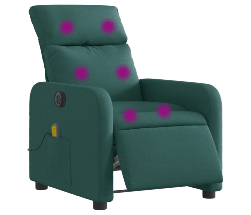 Sillón reclinable de masaje eléctrico tela verde oscuro