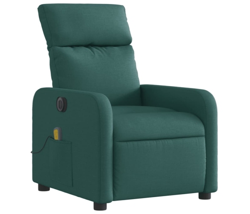 Sillón reclinable de masaje eléctrico tela verde oscuro