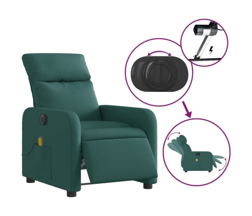 Sillón reclinable de masaje eléctrico tela verde oscuro