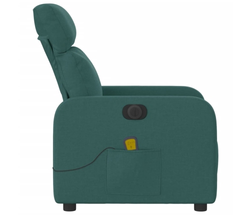 Sillón reclinable de masaje eléctrico tela verde oscuro