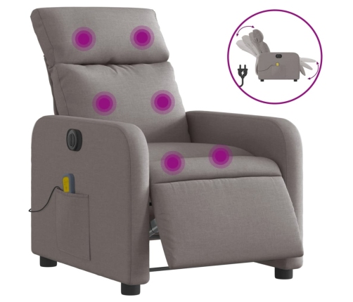 Sillón reclinable de masaje eléctrico tela gris taupe