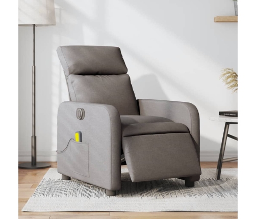 Sillón reclinable de masaje eléctrico tela gris taupe