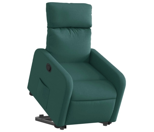 Sillón reclinable elevable tela verde oscuro