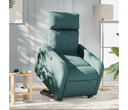 Sillón reclinable elevable tela verde oscuro