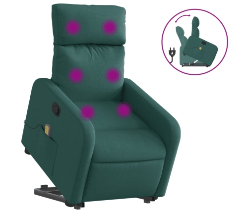 Silla de masaje reclinable de pie de tela verde oscura