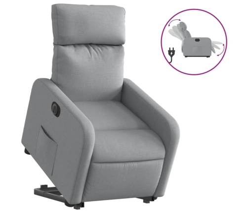 Sillón eléctrico reclinable elevable de tela gris claro