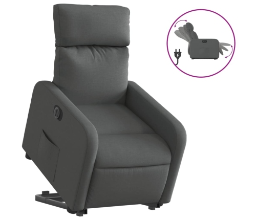 Sillón eléctrico reclinable elevable de tela gris oscuro