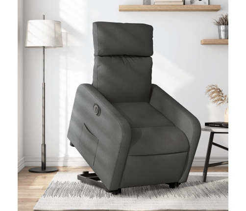 Sillón eléctrico reclinable elevable de tela gris oscuro