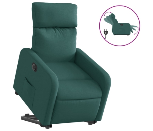 Sillón eléctrico reclinable elevable de tela verde oscuro